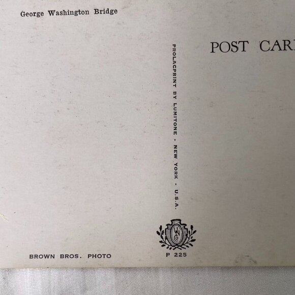 Vintage Postcard George Washington Bridge u Lumitone Prolacprint Brown Bros Phot - Picture 3 of 4